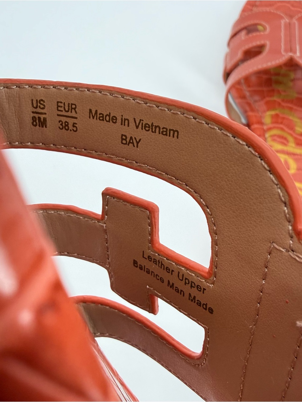 Sam Edelman Bay Slide Sandals Orange Leather Croc Size 8 Designer - Picture 10 of 11